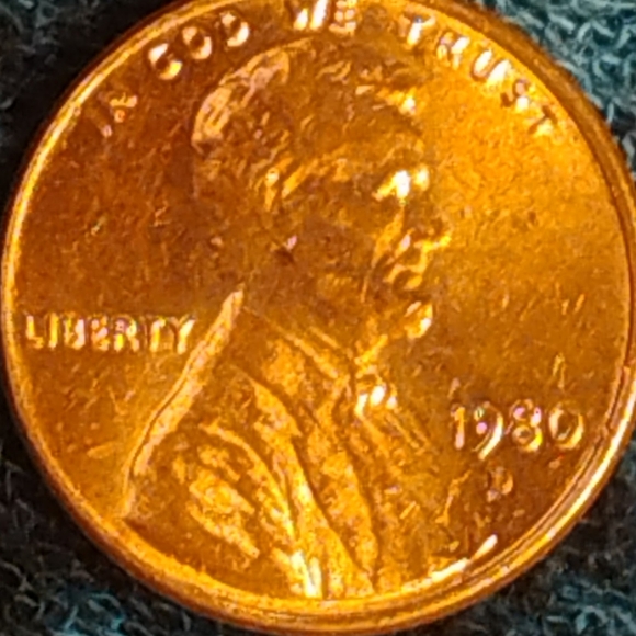 💥1980 D, DDO Lincoln Penny In BRILLIANT CONDITION 💯With EXCELLENT TONING💥 - Picture 2 of 8